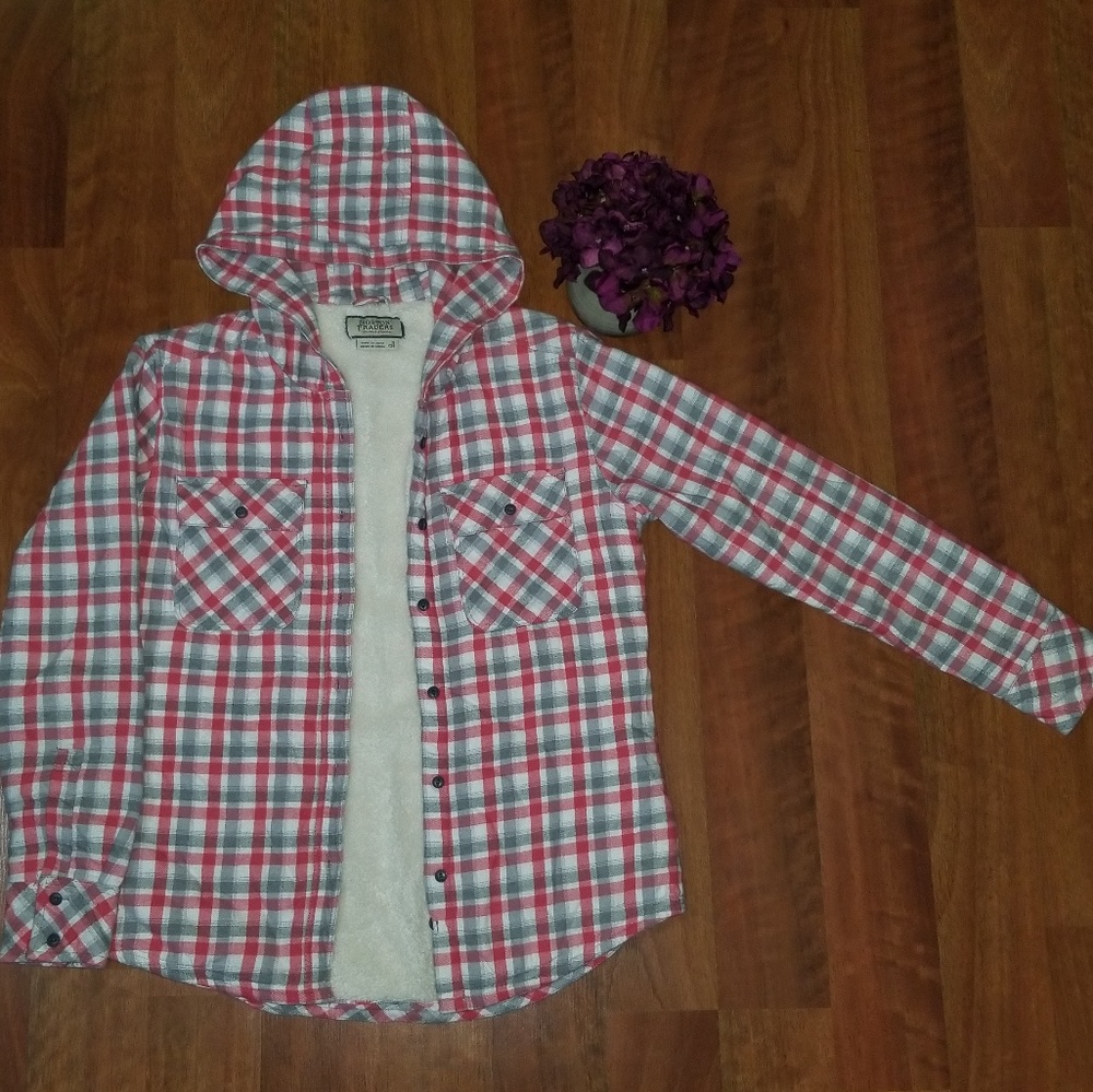 Plaid sherpa lined coat